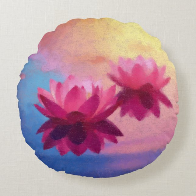 Lotus Vibrant Round Pillow (Front)