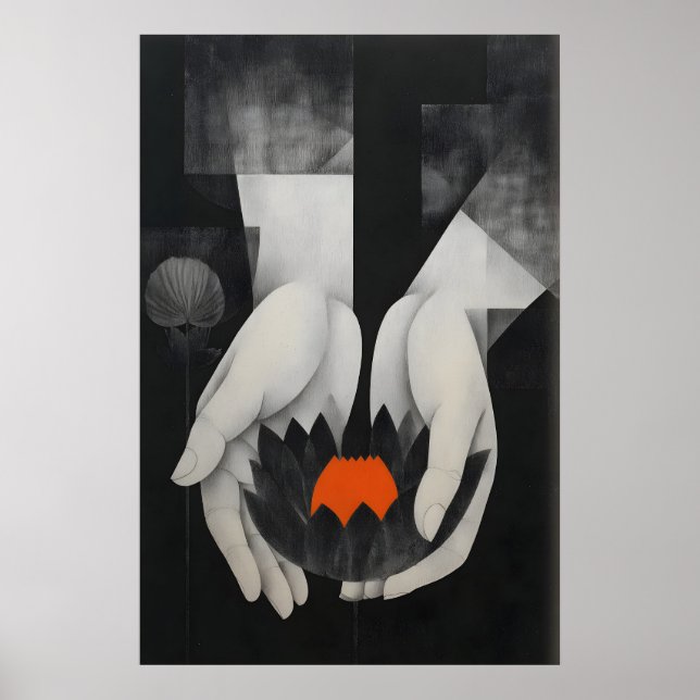 Lotus Wall Art Print - Abstract Hands with (Front)