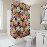Lotus Water Lilies Pink Yellow White Green Floral  Shower Curtain