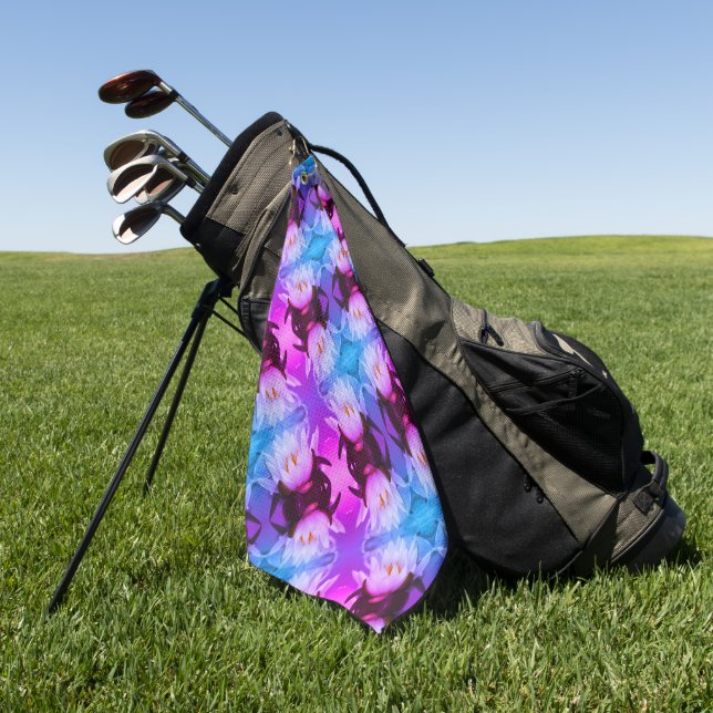 Lotus Water Lily Flower Abstract Art Pattern    Golf Towel (Green)