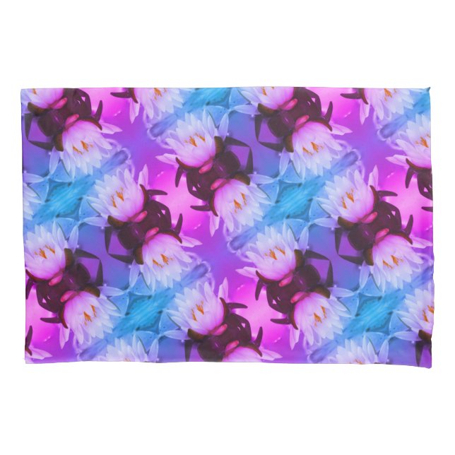 Lotus Water Lily Flower Abstract Art Pattern Pillow Case (Front)