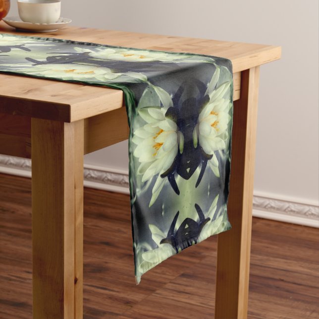 Lotus Water Lily Flower Abstract Art Pattern  Short Table Runner (In Situ)