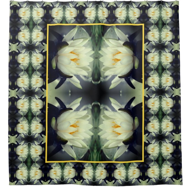 Lotus Water Lily Flower Art Shower Curtain (Front)