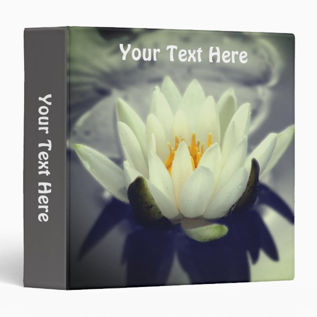 Lotus Water Lily Flower Nature Personalized 3 Ring Binder (Front/Spine)