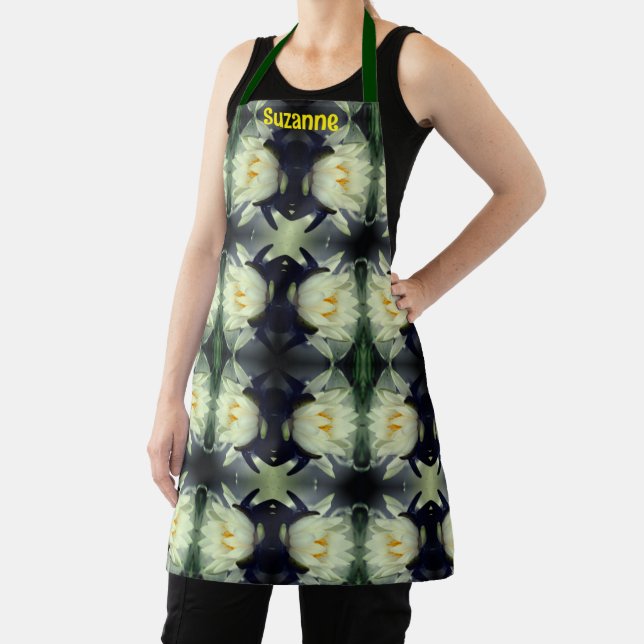 Lotus Water Lily Flower Pattern Personalized   Apron (Insitu)