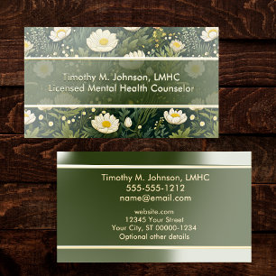 Lotus Water Lily Gold Foil and Gloss Counselor Foil Spot Gloss Business Cards