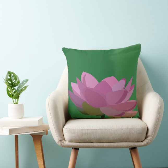 Lotus Water Lily Pink Flower Throw Pillow (Chair)