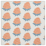 Lotus Waterlily Orange Blue Pattern Fabric