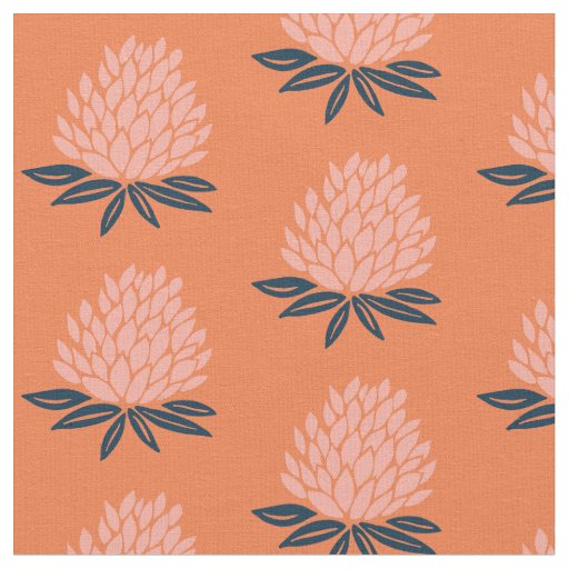 Lotus Waterlily Pink Blue orange Pattern Fabric