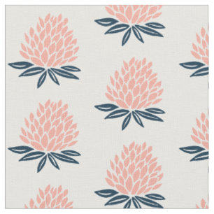 Lotus Waterlily Pink Blue Pattern Fabric