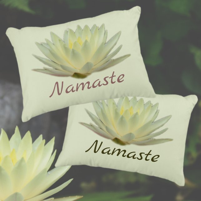 Lotus Waterlily Yellow Green Floral Namaste Accent Pillow (Creator Uploaded)