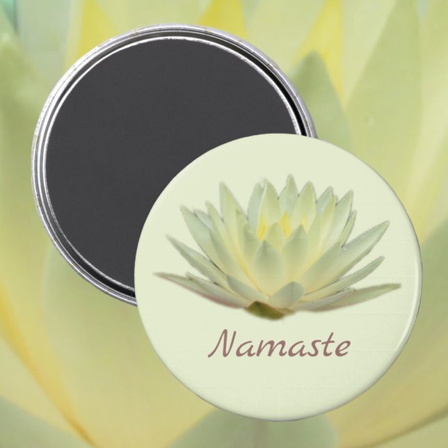 Lotus Waterlily Yellow Green Floral Namaste Magnet (Creator Uploaded)
