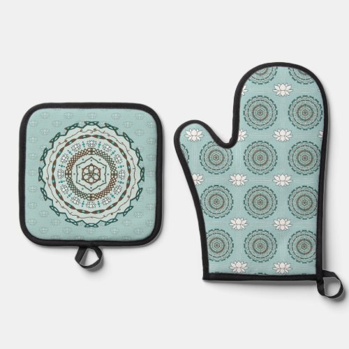 Lotus Weave Oven Mitt  Pot Holder Set