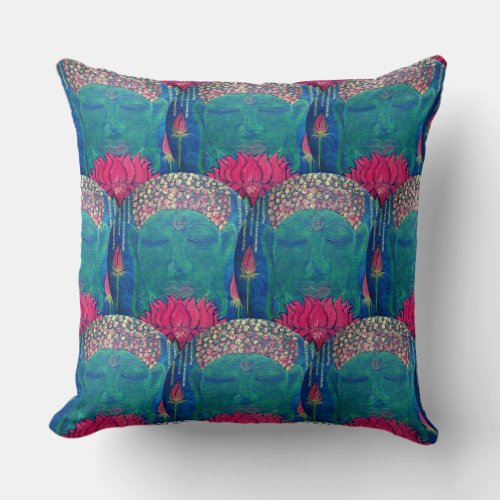 Lotus With buddha Meditation Yoga Pattern Art Throw Pillow