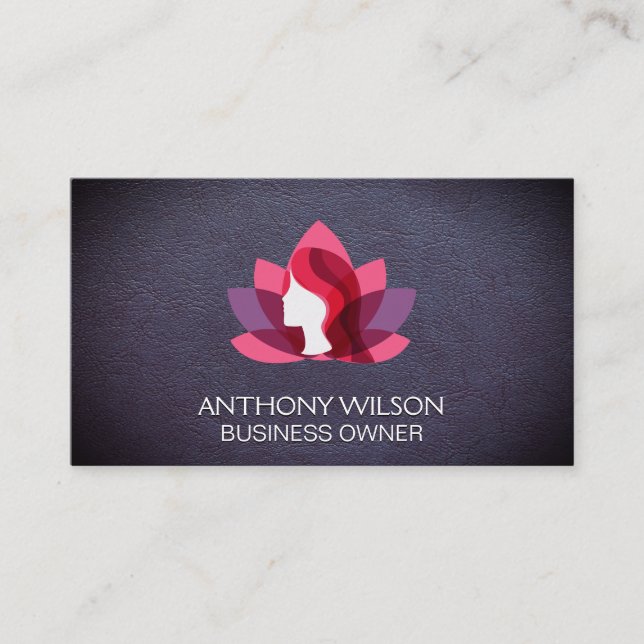 Lotus Woman | Leather Business Card (Front)