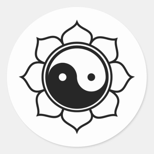 Lotus Yin Yang Classic Round Sticker