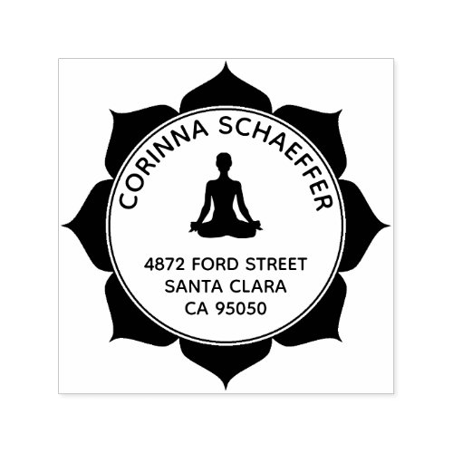 Lotus Yoga Custom Return Address Self Inking Stamp