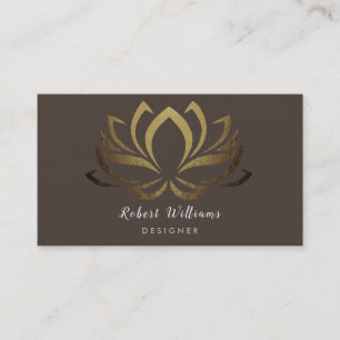 Lotus Yoga Gold Abstract Watercolor Vintage Business Card