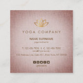 Lotus Yoga Instructor Brown Square Business Card (Back)