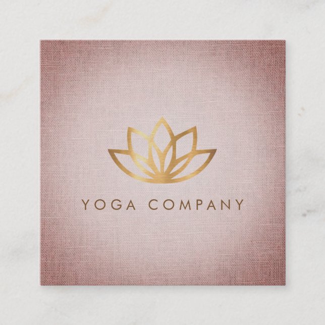 Lotus Yoga Instructor Brown Square Business Card (Front)