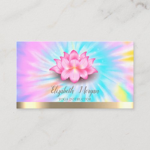 Lotus Yoga Instructor Tie Dye Business Card