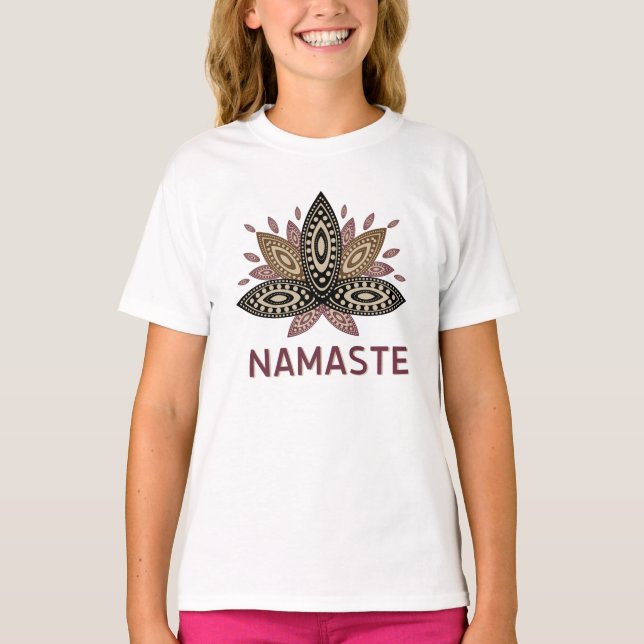 lotus yoga mandala flower namaste hippie T-Shirt (Front)