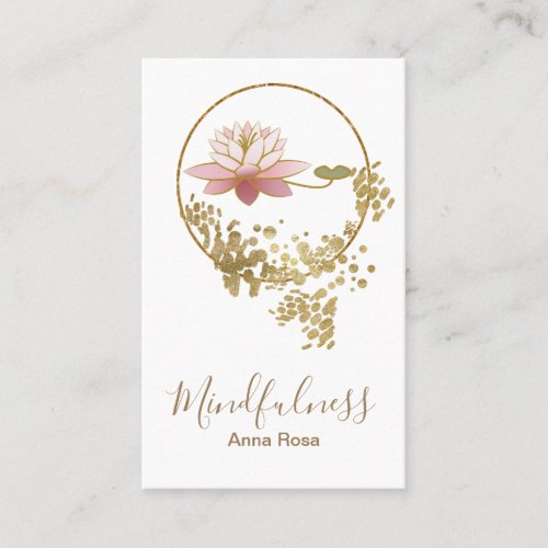  Lotus Yoga Meditation Mindfulness Gold Glitter Business Card