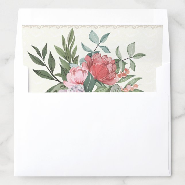 Lotuses and Pods Watercolor Envelope Liner 5X7 (In Envelope)