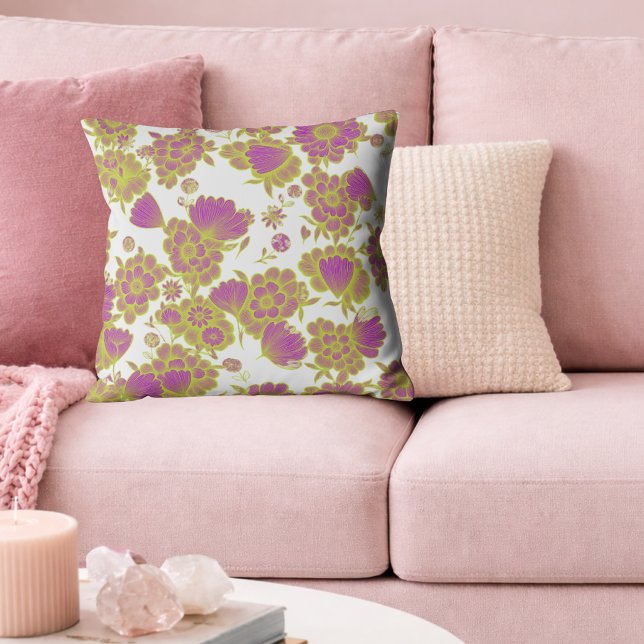 Lou Light 🤍💜 Baroque Floral Throw Pillow (Creator Uploaded)
