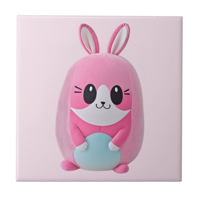"Lou Lou". A cuddly, pink creature Ceramic Tile (Front)