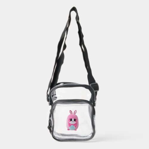 "Lou Lou". A cuddly, pink creature. Clear Crossbody Bag