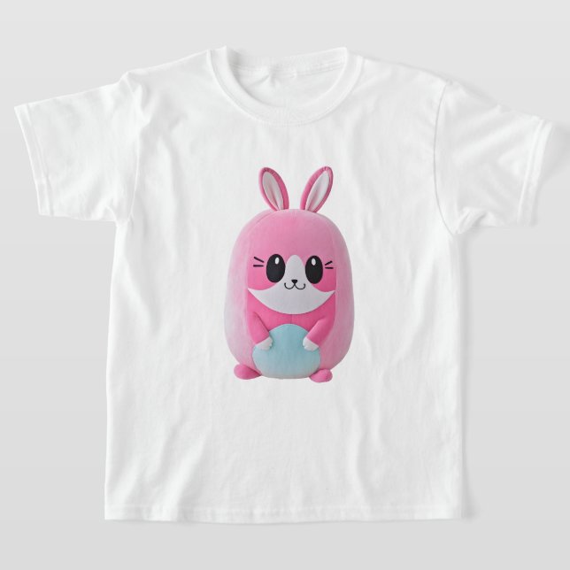"Lou Lou". A cuddly, pink creature. T-Shirt (Laydown)