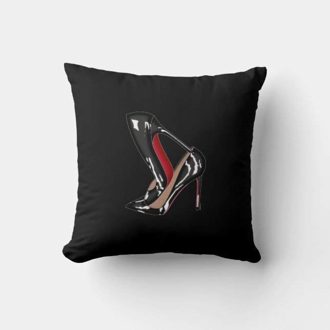 LOUBOUTIN STACKED black background Throw Pillow (Front)