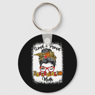 Loud And Proud Bysketbyll Mom Messy Bun Bleached Keychain