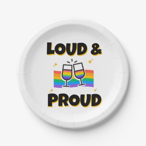 Loud and Proud LGBT Pride Rainbow Glasses Paper Plates