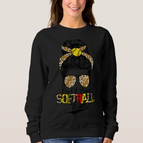 Loud And Proud Softball Mimi Leopard Messy Bun Mot Sweatshirt