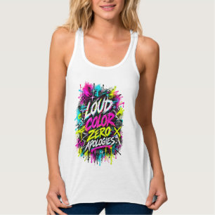 Loud Color Zero Apologies Neon Graffiti Tank Top