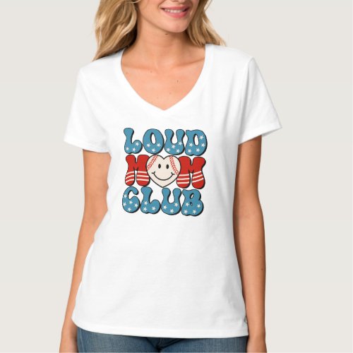 Loud Fan Mom Club Baseball Softball Heart T_Shirt