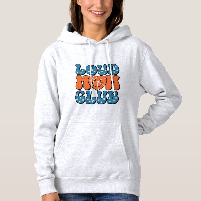 Loud Fan Mom Club Basketball Heart  Hoodie (Front)