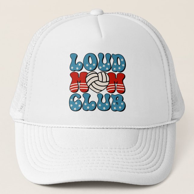 Loud Fan Mom Club Volleyball  Heart  Trucker Hat (Front)