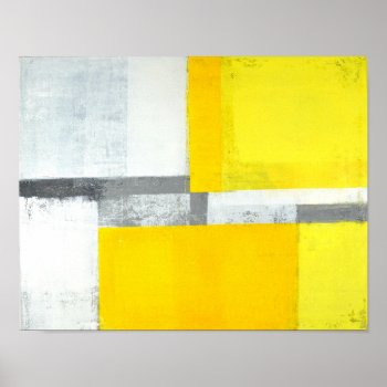 'loud' Gray And Yellow Abstract Art Poster by T30Gallery at Zazzle