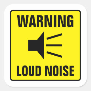 Loud noise hazard warning sign icon square sticker