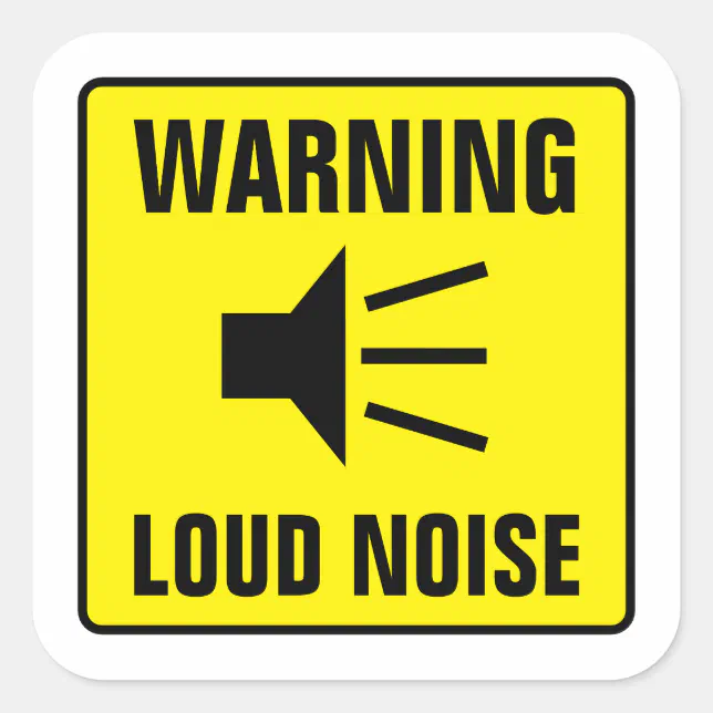Loud noise hazard warning sign icon square sticker | Zazzle