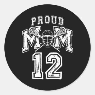 Loud Proud Lacrosse Mom Number Player 12 Mama Fami Classic Round Sticker
