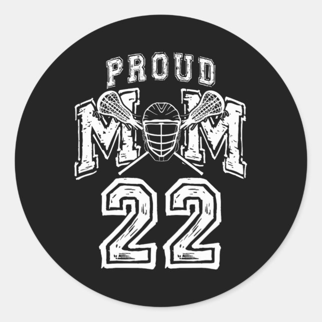 Loud Proud Lacrosse Mom Number Player 22 Mama Fami Classic Round Sticker (Front)