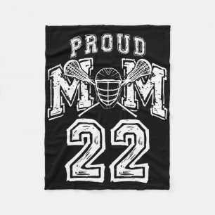 Loud Proud Lacrosse Mom Number Player 22 Mama Fami Fleece Blanket