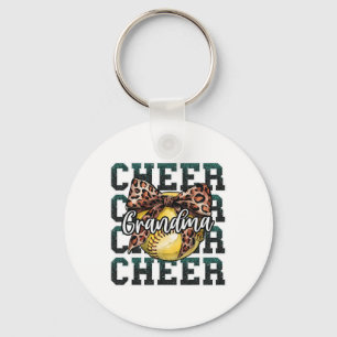 Loud Proud Sport Softll Cheer Grandma Leopard Bow Keychain