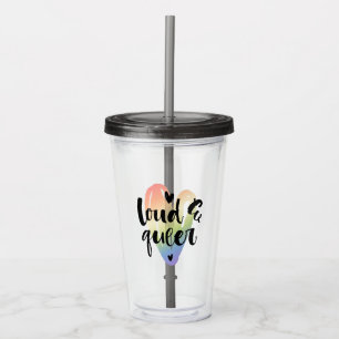 Loud & Queer Watercolor Heart Acrylic Tumbler