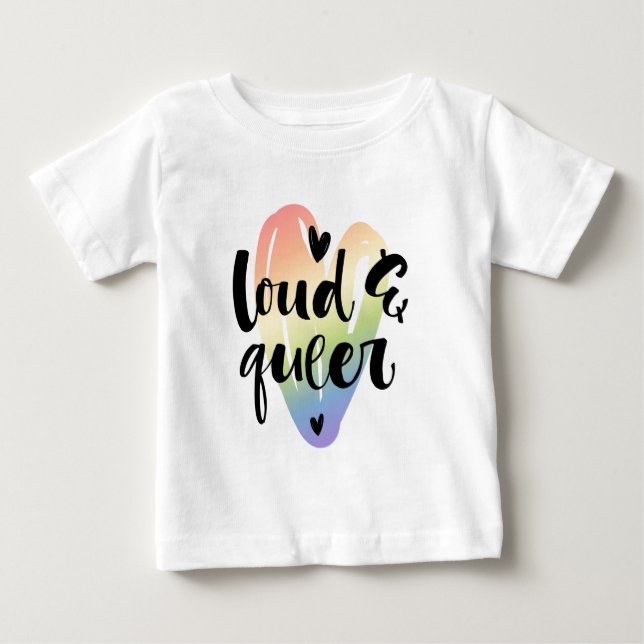 Loud & Queer | Watercolor Heart Baby T-Shirt (Front)