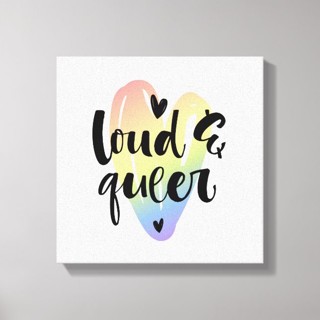 Loud & Queer | Watercolor Heart Canvas Print (Front)